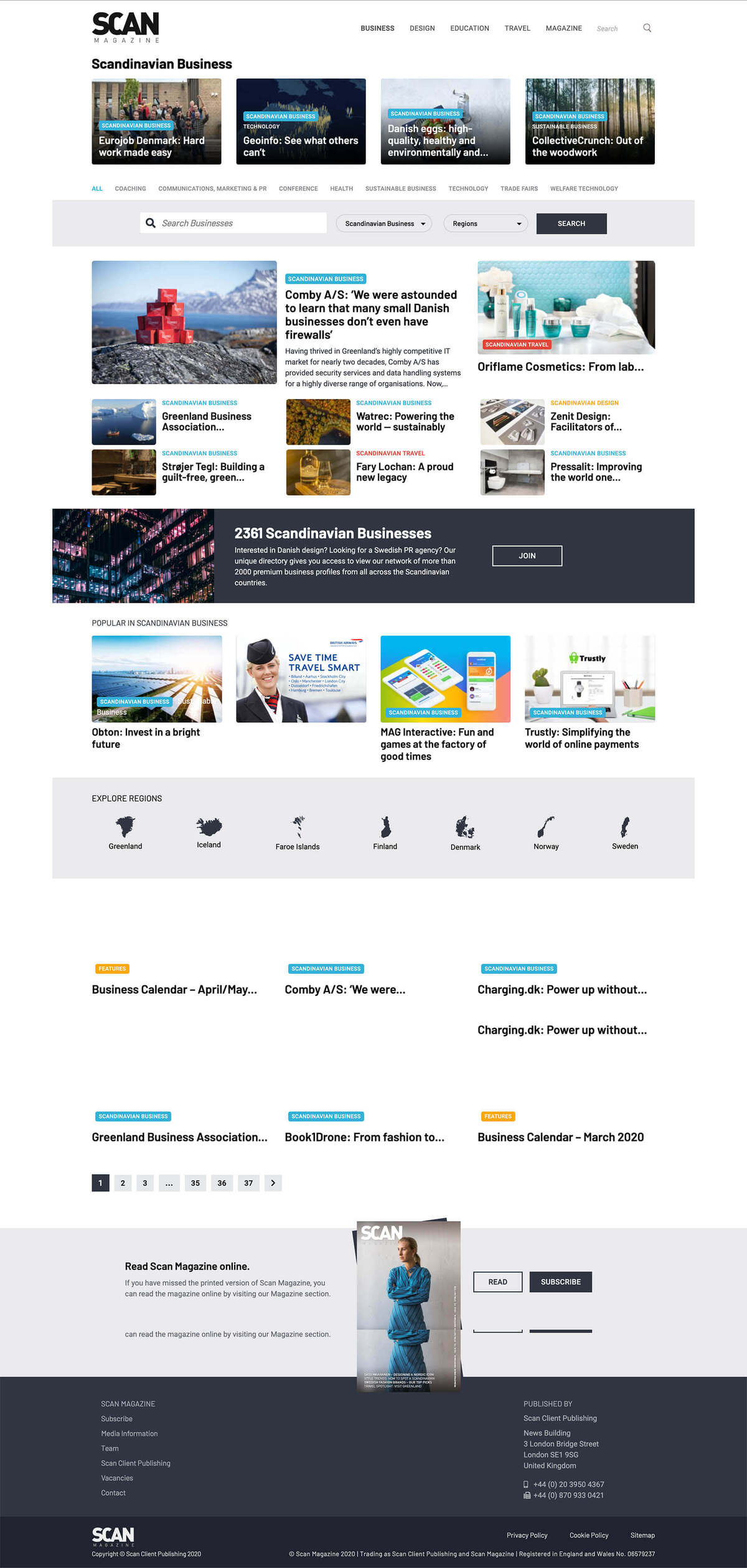 Business category features articles as also the search for a businesses based on location and category (and subcategory)